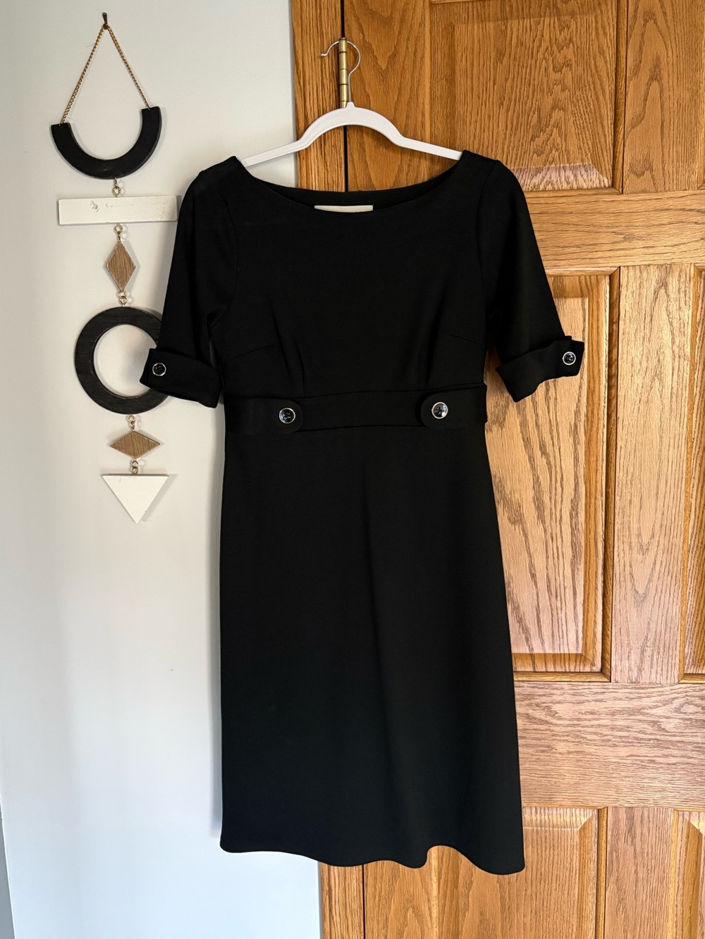 Merona Black Midi Sheath Dress with Button Waist Detail